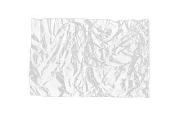 Plastic film texture on a transparent background with heavy crumpling. High-contrast grunge element...