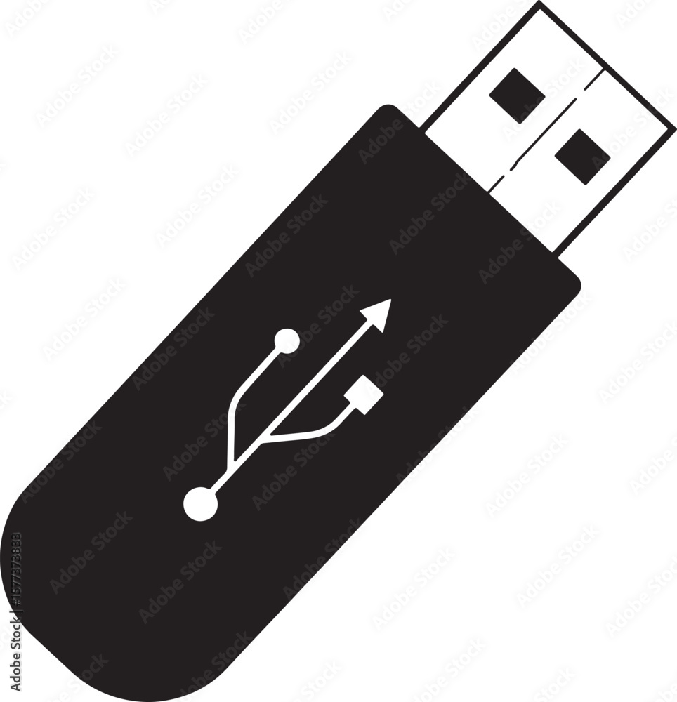 Poster isolated usb flash drive icon representing data storage and digital information transfer