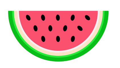 Flat Vector Illustration of Watermelon Slice