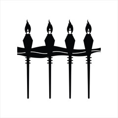 Vector Silhouette of Tiki Torch at Ocean Sunset