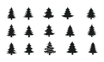 Obraz premium Handcrafted Black Christmas Tree Clipart Set for Festive Designs