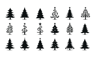 Obraz premium Abstract and Traditional Christmas Tree Silhouettes Vector Collection
