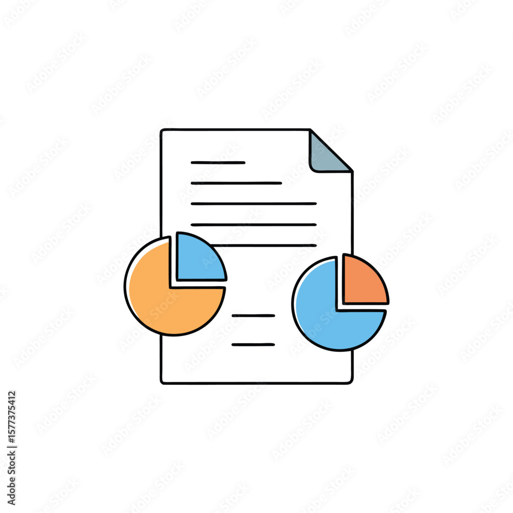 Poster vector art of a data report with pie charts isolated on white background