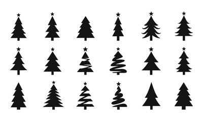 Obraz premium Holiday Tree Silhouettes Vector Bundle Featuring Unique Tree Designs