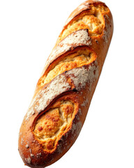 Golden Brown Crusty Bread Loaf on White Background