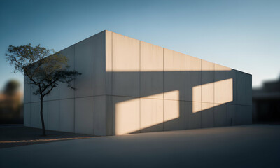 Architectural Structure with Rectangular Openings and Shadows