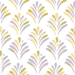 Watercolour Art deco floral pattern of geometric shapes in , yellow with its tint color, ornament, fabric, wallpaper, Vintage minimalistic background. Abstract Design suitable for Summer. 