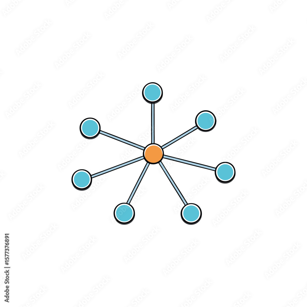 Poster vector art of a network of connected nodes radiates outward isolated on white background