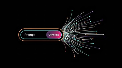 The prompt and generate buttons symbolize the process of artificial intelligence creating and producing new content and ideas