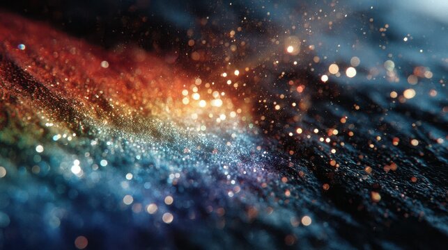 Sparkling particles in a colorful display highlighting the beauty of dust and light in a captivating setting