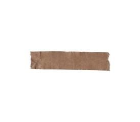 Short recycled kraft paper strip with worn details. Ideal for print templates, notes, and paper collage compositions.