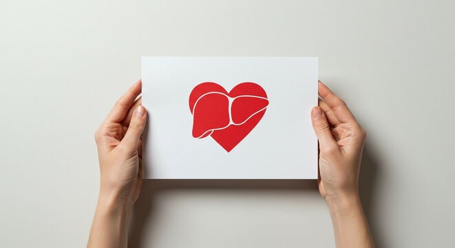 Hands Holding Paper with Heart Illustration for Hepatitis Awareness on world hepatitis day