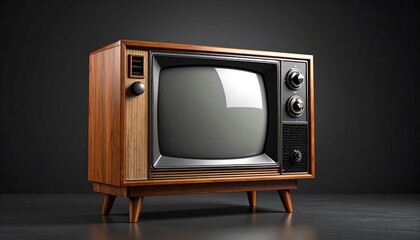 Vintage television set on dark surface