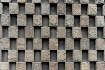 3D Stone Wall With Cubic Pattern