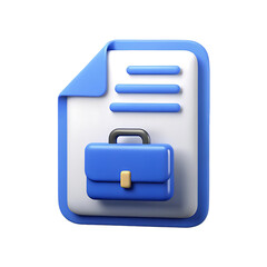 3D Render Business Document Icon Portfolio Case File Contract Briefcase Report