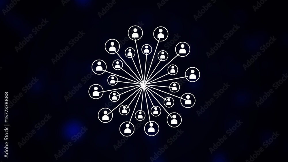 Poster abstract representation of global connections and social networks with interconnected human icons