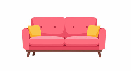 Minimalist Pink Sofa – Fun Flat Vector Illustration for Interior Design and Home Decor Projects