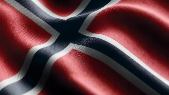 Vibrant silk flag of Norway displayed to signify the celebration of independence day, showcasing intricate details and vivid colors.