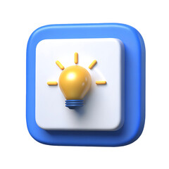 3D Render Lightbulb Switch Button  Idea Innovation Creativity Concept