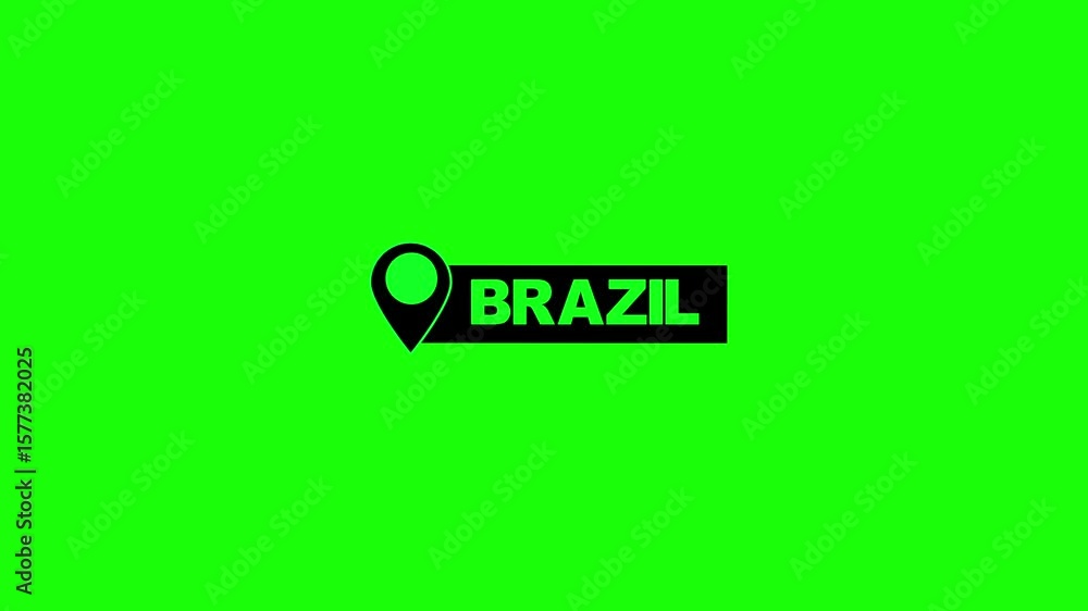 Poster brazil location label with map pin icon.brazil name with location icon animation.