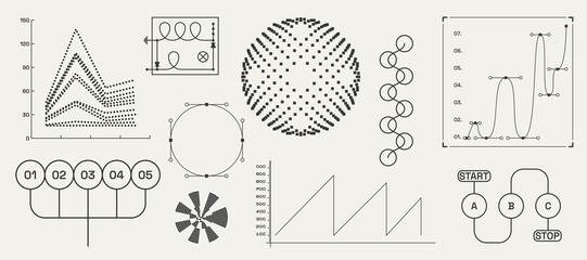 Utilitarian Graphic Set Diagrams, Shapes, Lines. Fully editable Vector assets