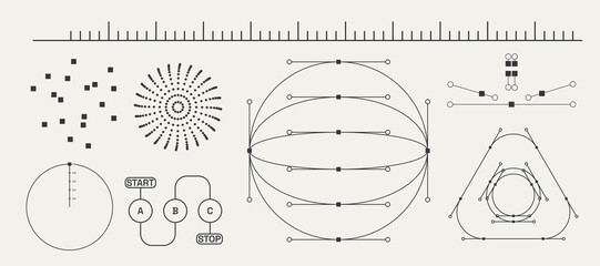 Fototapeta na wymiar Utilitarian Graphic Set Diagrams, Shapes, Lines. Fully editable Vector assets