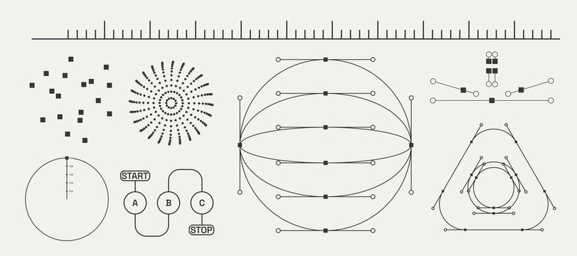 Utilitarian Graphic Set Diagrams, Shapes, Lines. Fully editable Vector assets