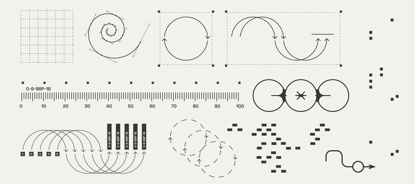 Utilitarian Graphic Set Diagrams, Shapes, Lines. Fully editable Vector assets