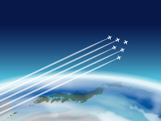 地球とブルーインパルス_展示飛行_CS3