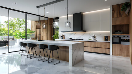Sleek white cabinetry kitchen