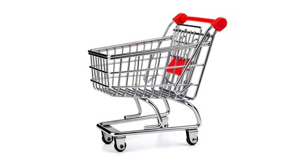 Small shopping cart on white background