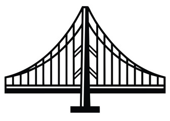 Obraz premium Stylized Monochrome Bridge Icon Silhouette for Cityscape, Landmark, or Engineering Themes