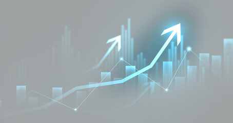 Transparent stock market investment trading graph growth and arrow up. Trade business analytics...