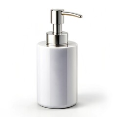 Obraz premium A white ceramic soap dispenser with a chrome pump for mockup
