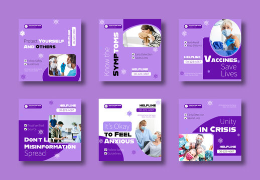 Health Safety and Vaccine Campaigns Social Media Templates