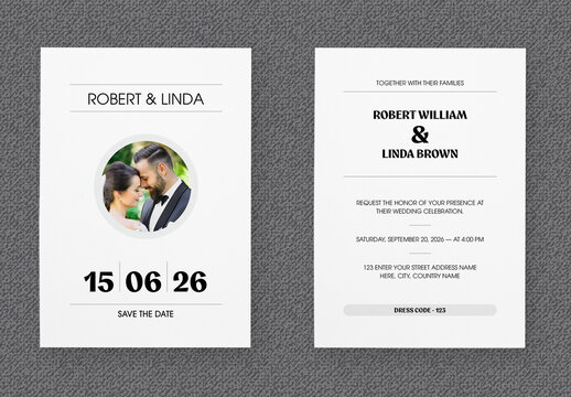 Minimal Wedding Invitation Card and Menu Template Design