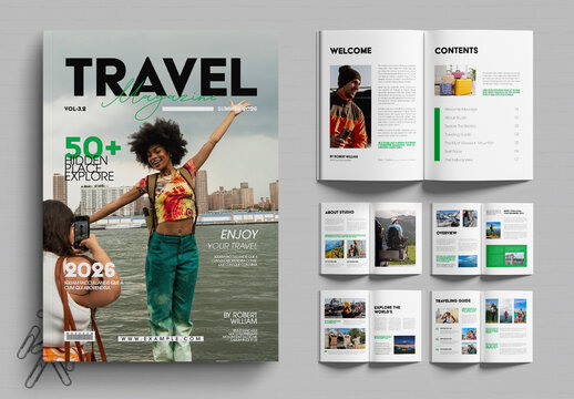 Modern Travel Magazine Template Design for Adventure And Nature