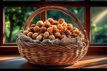 Autumn harvest basket with berries high resolution photo