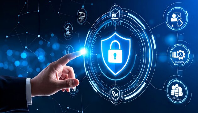 Hand interacting with digital security interface