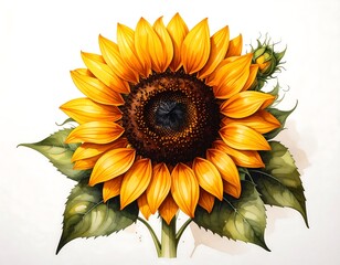 Detailed illustration of a sunflower