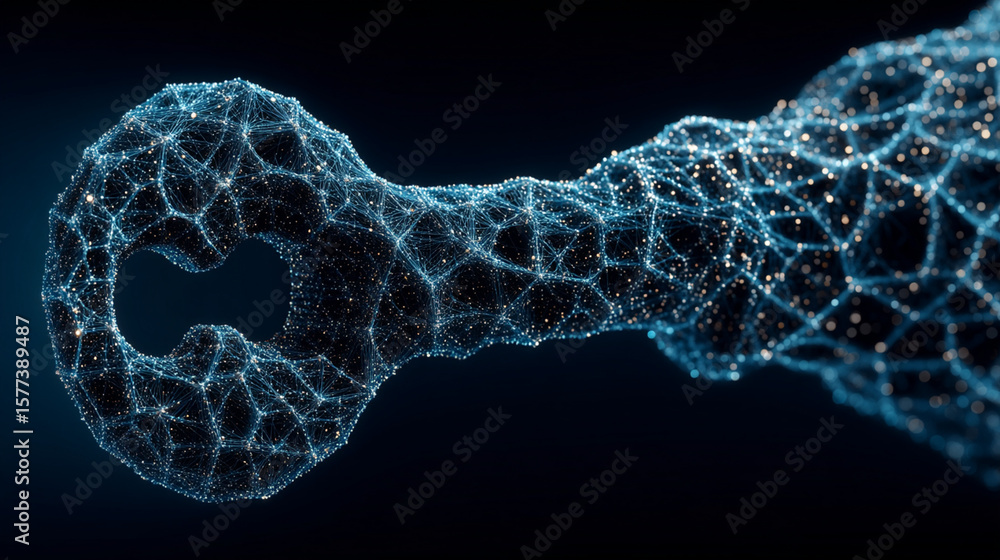 Poster dynamic abstract network of luminous nodes and lines illustrates the complex beauty of digital conne