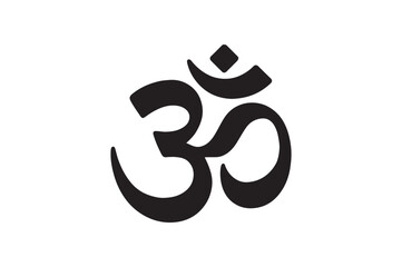 Om Symbol icon silhouette vector with white background