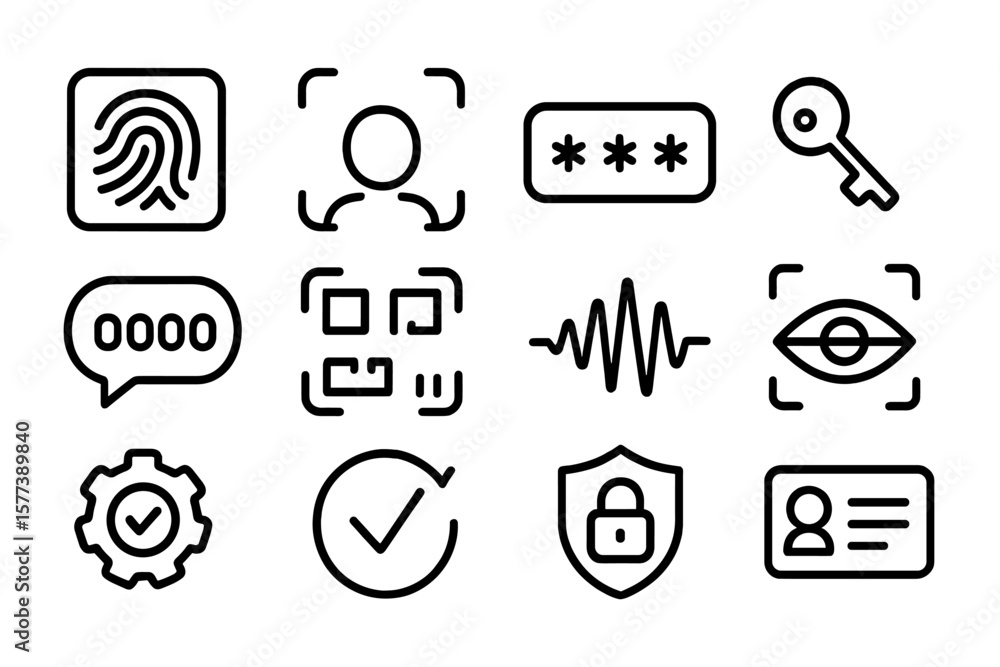 Poster modern dark theme security and authentication icons set