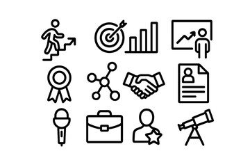 Business and career growth icons on gradient background