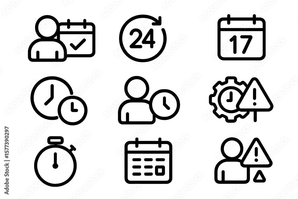 Poster minimalist time management icons for efficient scheduling and planning