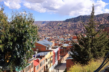 La Paz, Bolivia, aerial view over the urban cityscape, South America