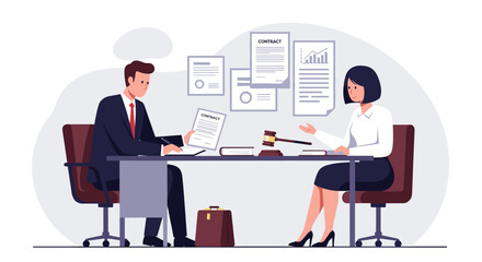 Fototapeta premium Business negotiation meeting with contract discussion in office setting