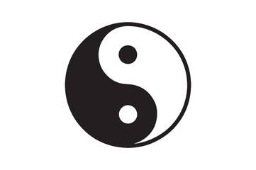 Yin Yang Balance icon silhouette vector with white background