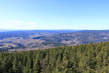view from the lookout tower Rozhledna Pajndl, Tisovsky vrch, Nejdek in Bohemia near Karlovy Vary, Karlsbad, Carlsbad, Czech Republic