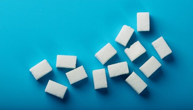 white sugar cubes on vibrant blue